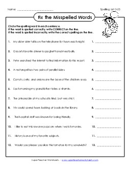 Fix the Mistakes (D-23) Spelling D Worksheet