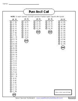 Graph Plot Mystery Picture: Purr-fect Cat (Easy) Halloween Worksheet