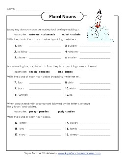 Plural Noun Rules Nouns Worksheet