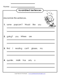 Scrambled Sentences (A-24) Spelling A Worksheet