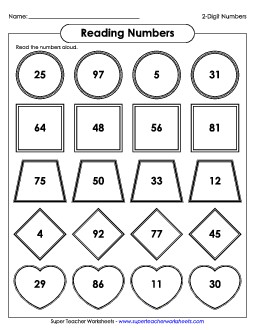 Reading 2-Digit Numbers Place Value Worksheet