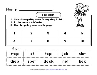 ABC Order - Cut & Glue (B-4) Spelling B Worksheet