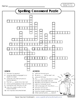 Crossword (F-24)  Spelling F Worksheet