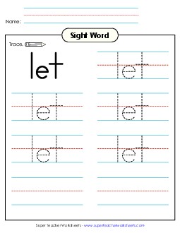 Trace the Word: Let Sight Words Individual Worksheet