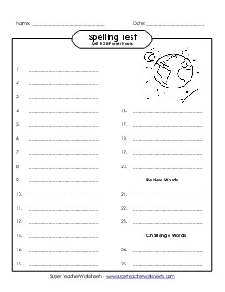 Spelling Test (D-28) Spelling D Worksheet