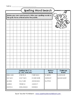 Make-a-Search (C-16) Spelling C Worksheet