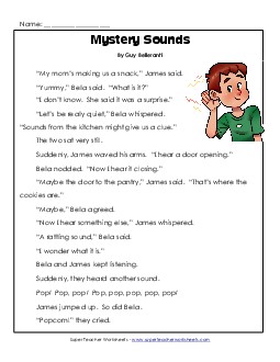 Mystery Sounds 1st Grade Reading Comprehension Worksheet