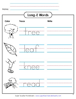 Trace and Write Phonics Long Short E Worksheet