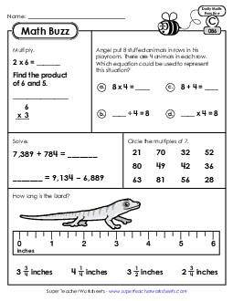 Math Buzz: Week 18 Worksheets 86 through 90 Daily Math Review Worksheet