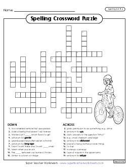 Crossword (E-6) Spelling E Worksheet