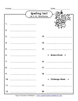 Spelling Test (C-18) Spelling C Worksheet