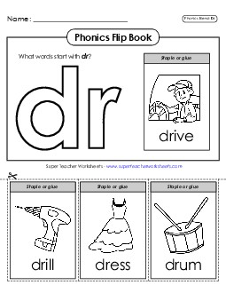 Phonics Flip Book (Dr-) Phonics Blends Worksheet