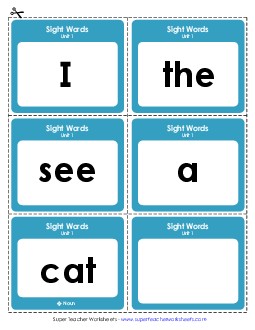 Flashcards (Unit 1) Free Sight Words Worksheet