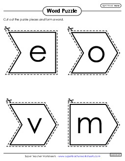 Word Puzzle: Move Sight Words Individual Worksheet