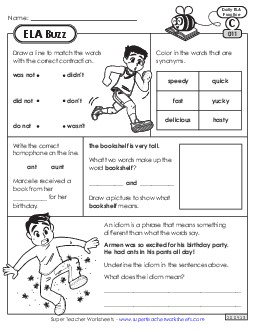 ELA Buzz: Week 3 Worksheets 11 through 15 Daily Ela Review Worksheet