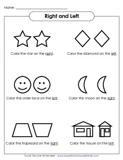 Right-Left Shapes Right Left Worksheet