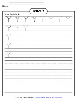 Uppercase Y (Smaller Font Size) Alphabet Worksheet