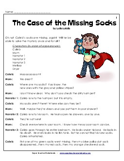 Missing Socks Readerstheater Worksheet