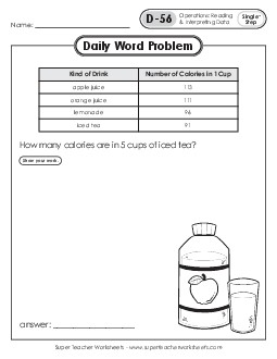 Daily Word Problems D-56 through D-60 Worksheet