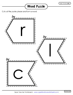 Word Puzzle: Color Sight Words Individual Worksheet