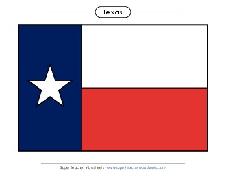 Texas State Flag (Full-Color Version) States Individual Worksheet