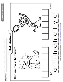 Build-A-Word: Itchy and Catch Phonics Trigraphs Worksheet