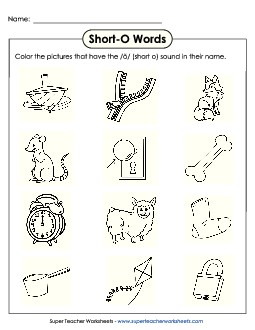 Color Short O Pictures Phonics Long Short O Worksheet