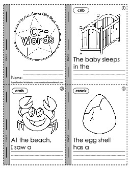 Mini Book: Cr- Words  Phonics Blends Worksheet