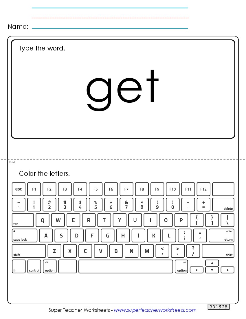 Type the Word: Get Sight Words Individual Worksheet