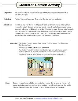 Grammar Garden Activity Worksheet