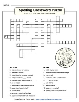 Crossword Puzzle (C-17) Spelling C Worksheet