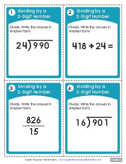 Division with 2-Digit Divisors (With Remainders) Worksheet