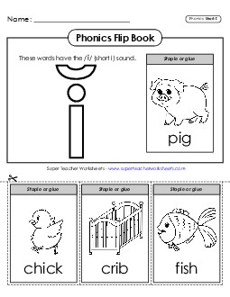 Phonics Flip Book (Short I Words) Phonics Long Short I Worksheet