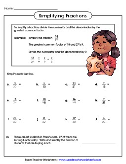 Simplifying Fractions Free 4th Grade Math Worksheet