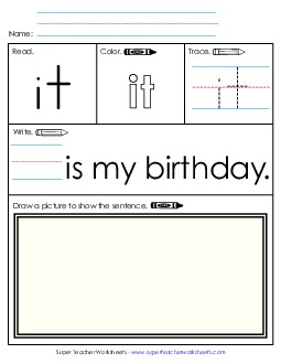 Worksheet 3: It Sight Words Individual Worksheet