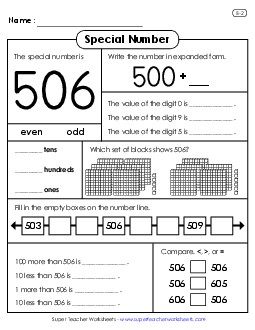 Special Number: 506 Worksheet