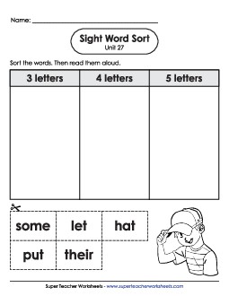 Sight Word Sort (Unit 27) Sight Words Worksheet