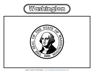 Washington Flag Coloring Page States Individual Worksheet