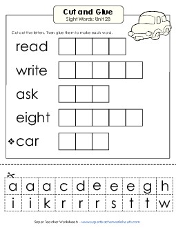 Cut-and-Glue (Unit 28) Sight Words Worksheet