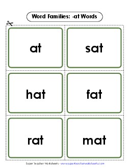 Flashcards (-at) Word Families Worksheet