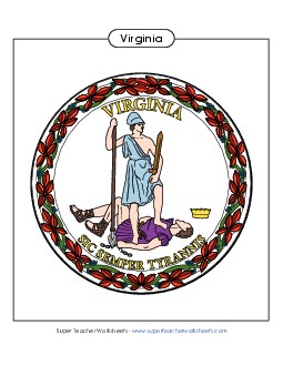 Virginia State Seal (Full-Color Version) States Individual Worksheet