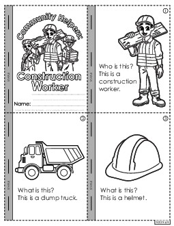 Mini-Book: Construction Worker Community Helpers Worksheet