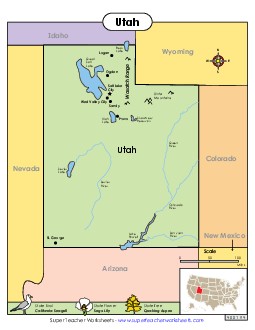 Map of Utah State Maps Worksheet