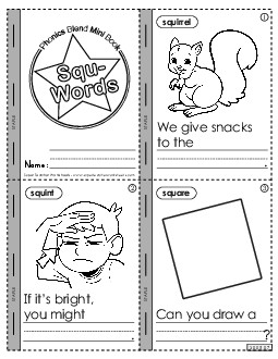 Mini-Book (Squ- Words) Phonics Blends Worksheet