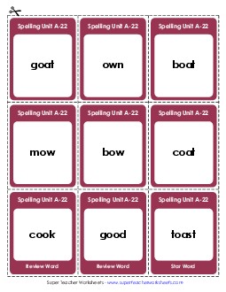 Flashcards (A-22) Spelling A Worksheet