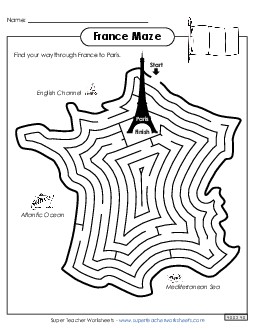 France Maze Free Worksheet