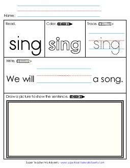 Worksheet 3: Sing Sight Words Individual Worksheet