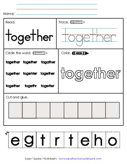 Worksheet 2: Together Free Sight Words Individual Worksheet