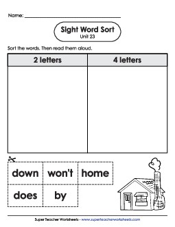 Sight Word Sort (Unit 23) Sight Words Worksheet