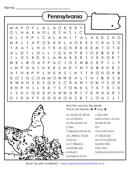 Word Search Puzzle Free States Individual Worksheet